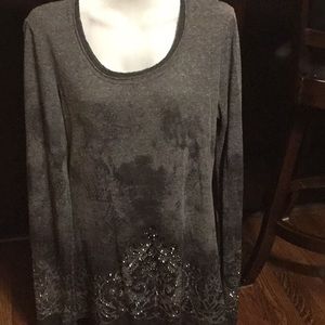 Miss me shirt gray black accents & sparkles